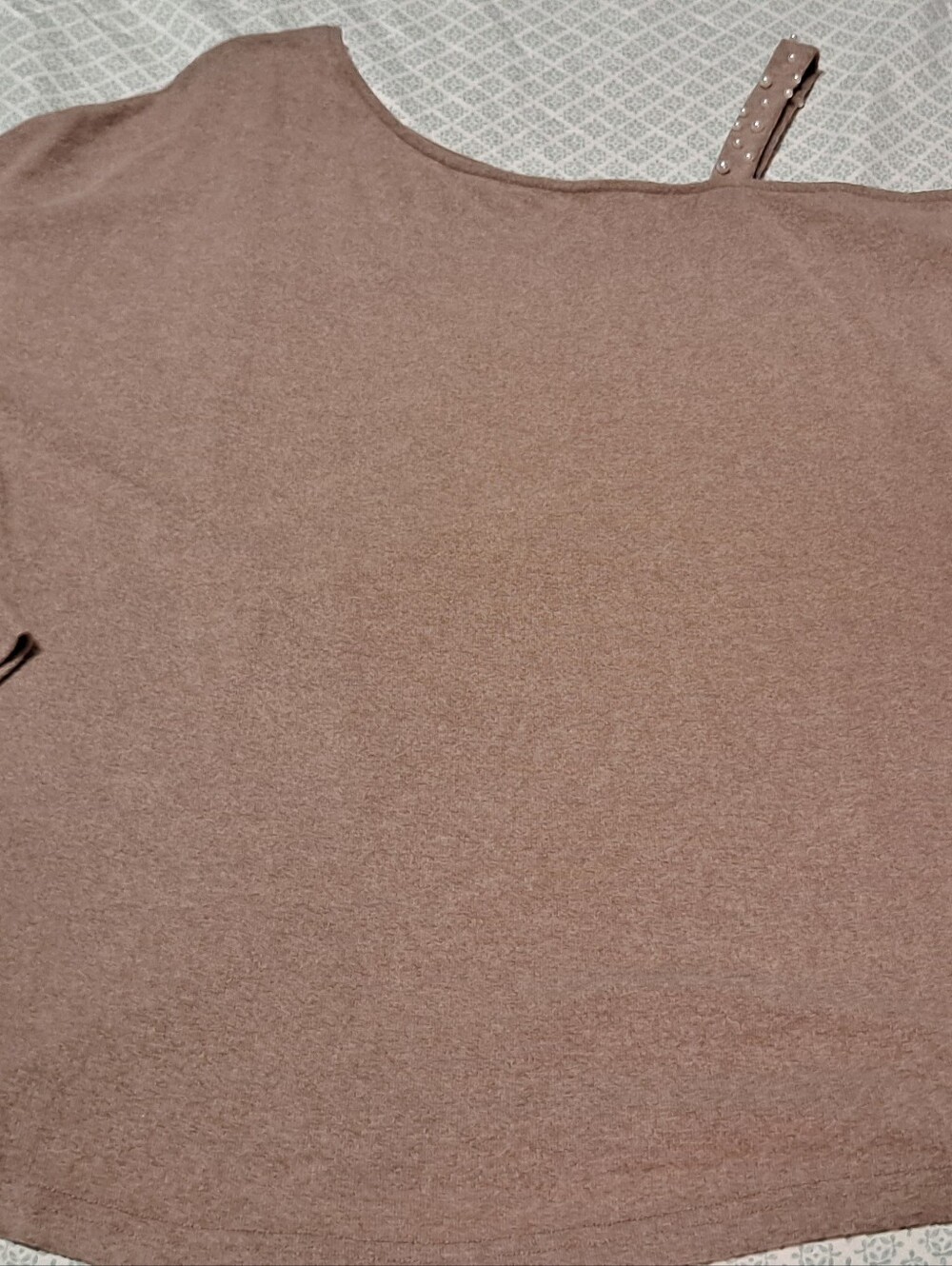 Perfectly Priscilla One-Shoulder Knit Tank Top in Dusty Tan Sz 1XL